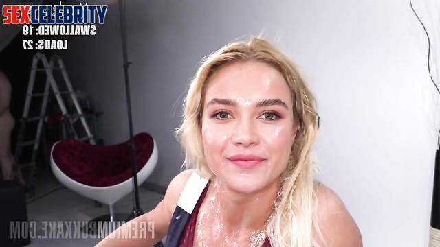 Hot blonde Florence Pugh bukkake scene [PREMIUM]