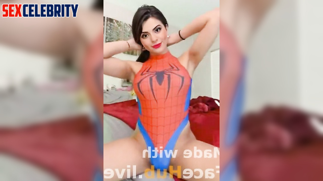 Celaine's ASMR shows off her big dick in sexy schoolgirl and Spider-Woman cosplays