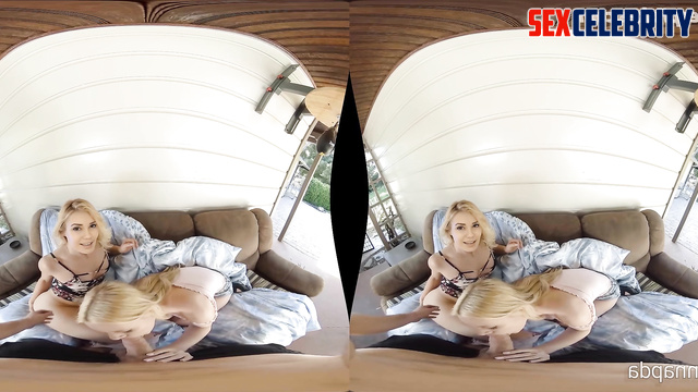 Nude Alanah Pearce & Elyse Willems have fun in VR porn