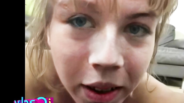 Fake Jennette McCurdy jerking off dick got a lot of cum on her face