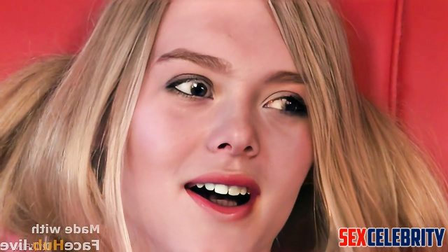 Babysitter Elle Fanning earns extra by letting the dads suck her cock