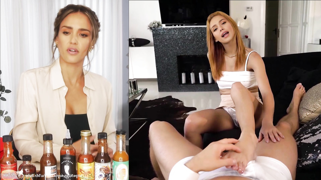 Red hair Jessica Alba made blowjob before wife arriving, fake [PREMIUM]