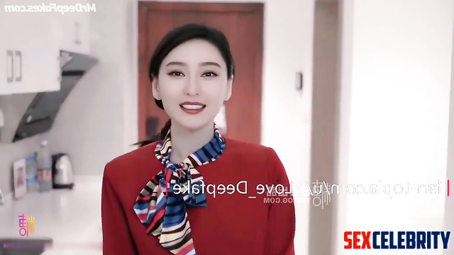 Stewardess in between flights loves to suck - ai Fan Bingbing (范冰冰 换脸)