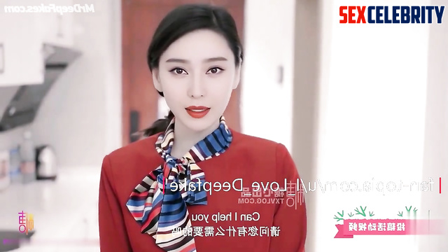 Stewardess in between flights loves to suck - ai Fan Bingbing (范冰冰 换脸)