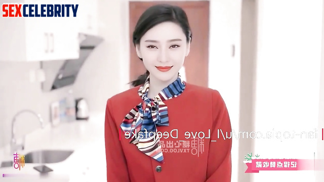 Stewardess in between flights loves to suck - ai Fan Bingbing (范冰冰 换脸)