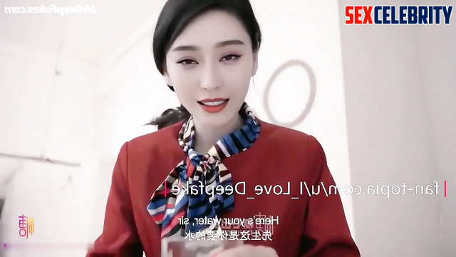 Stewardess in between flights loves to suck - ai Fan Bingbing (范冰冰 换脸)