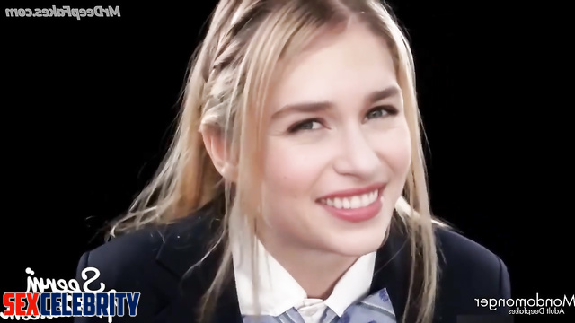 Sexy schoolgirl Emilia Clarke in a bukkake action (fake porn)
