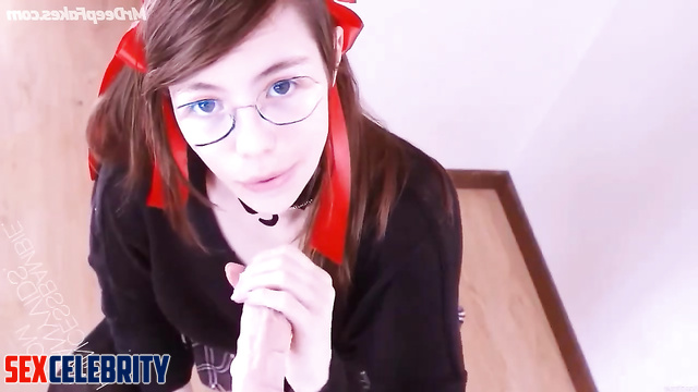 Shy teen in glasses shows blowjob skills - fake Tiptoe Tingles ASMR