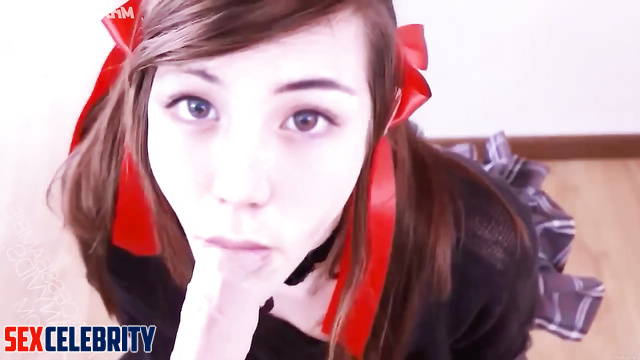 Nice schoolgirl ASMR BlueKatie took an adult sex toy into her mouth