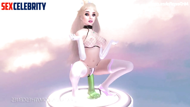 3D (ai) avatar Kimberly Dos Ramos rides a green dildo