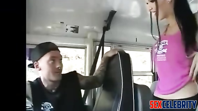 Tattooed couple having sex in the abandoned bus - fake Tarja Turunen