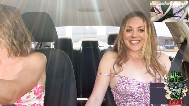 Masturbating in the car - Kaley Cuoco & Margot Robbie (face swap)