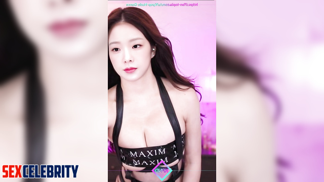 Busty brunette loves demonstrating sexy body, fake Taeyeon (태연 소녀시대)