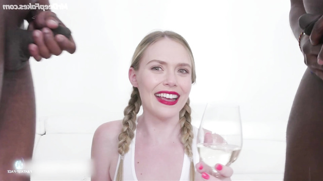 Smart face change, Elizabeth Olsen tastes men's piss from black guys