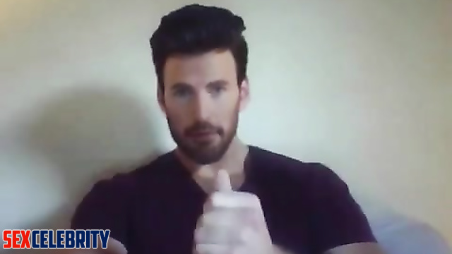 Fake Chris Evans - sexy young handsome guy jerking off on camera