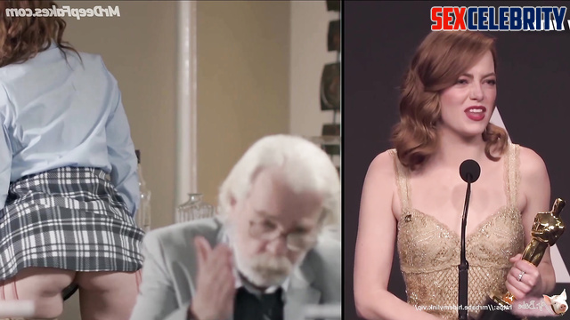 Adult Emma Stone seduces a guy with her delicious ass