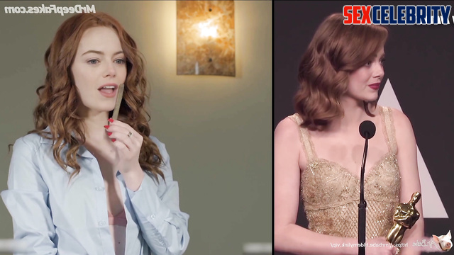 Adult Emma Stone seduces a guy with her delicious ass