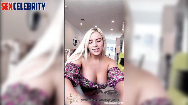 Juicy blonde slut Billie Eilish pleases a guy with her mouth (fake)