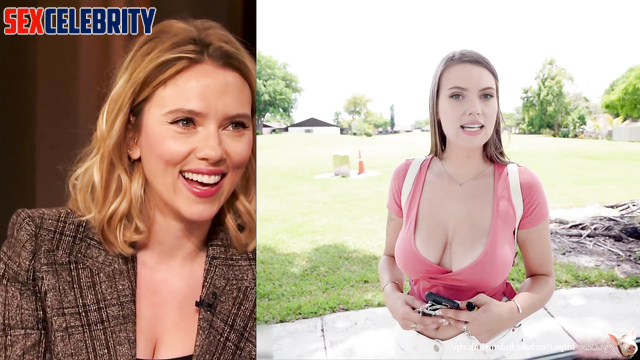 Busty whore Scarlett Johansson banged in a van - real fakes