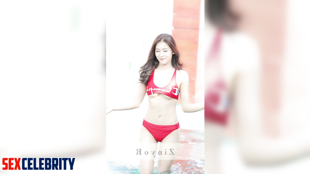 Babe in red bikini wants to swim with you 정수정 인터넷 연예인 fake Krystal Jung