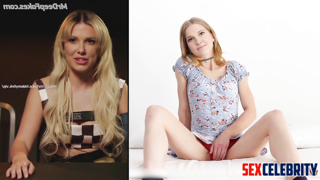 Fake Millie Bobby Brown is going to cum from his cock