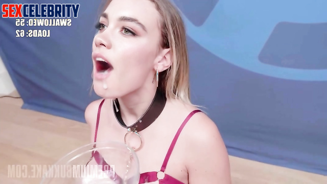 Cum loving teen enjoys bukkake orgy - Florence Pugh A.I.