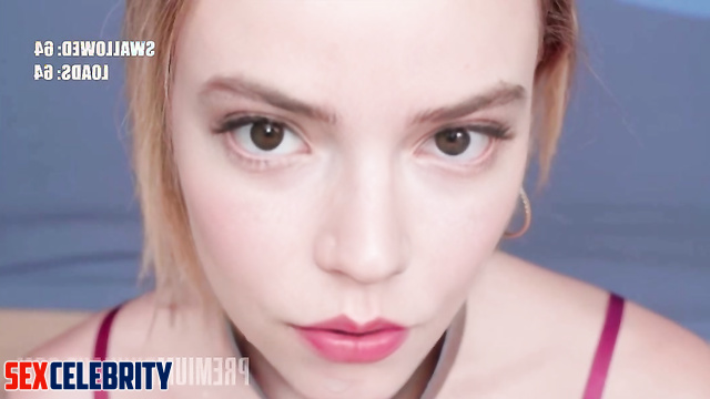 Cock hungry slut gets bukkake - deepfake Anya Taylor-Joy