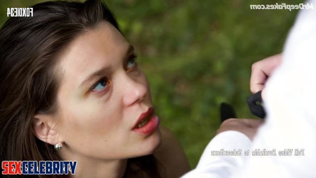 He leaned her against the car and cumed on her ass, fake Lea Seydoux