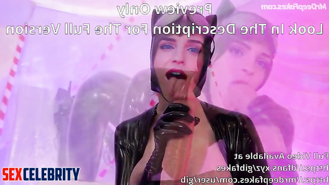 AI Emma Watson's Sexy Catwoman, Latex Costume in Action for Halloween