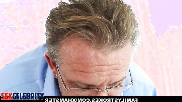 Slut making blowjob to her stepfather under the table, Sydney Sweeney ai