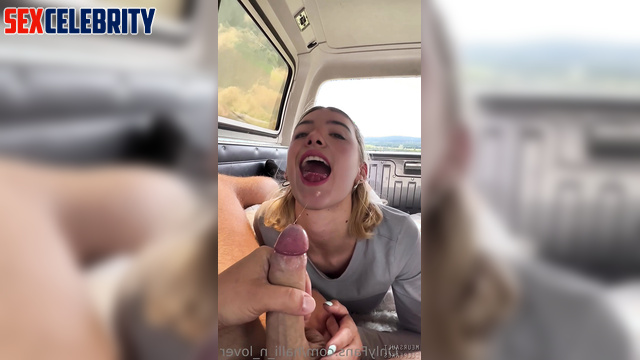 Blonde making blowjob in dirty socks in the car, Charli D'Amelio pov A.I.