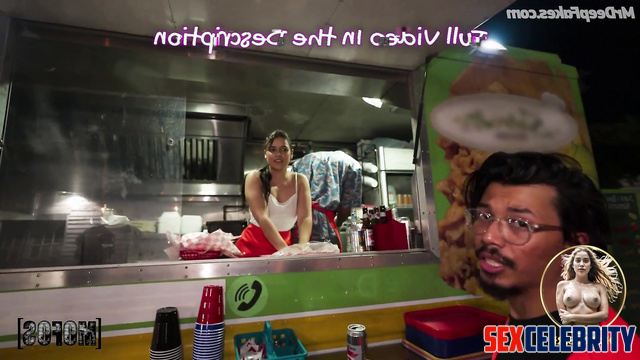 Dirty bitch Michelle Rodriguez showed boobs near the food truck, fakeapp