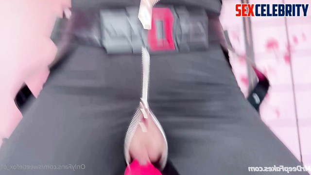 TikTok star Muatori having sex in tight-fitting leather suit, real fake