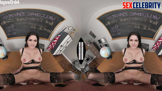 Dirty teacher Anne Hathaway fucking with head teacher, real fake