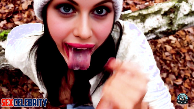 Blowjob in gorgeous autumn forest / Alexandra Daddario pov face swap