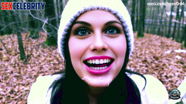 Blowjob in gorgeous autumn forest / Alexandra Daddario pov face swap