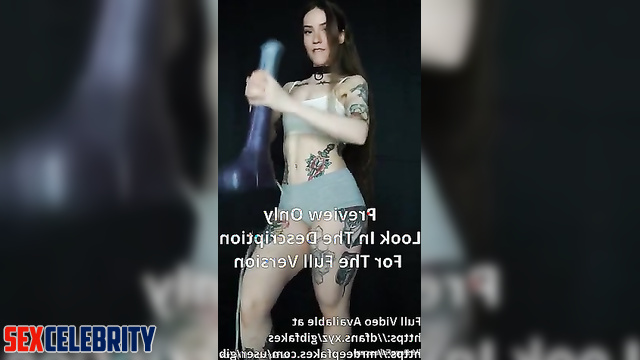 Anya Taylor-Joy fake rides a really huge monster dildo all the way