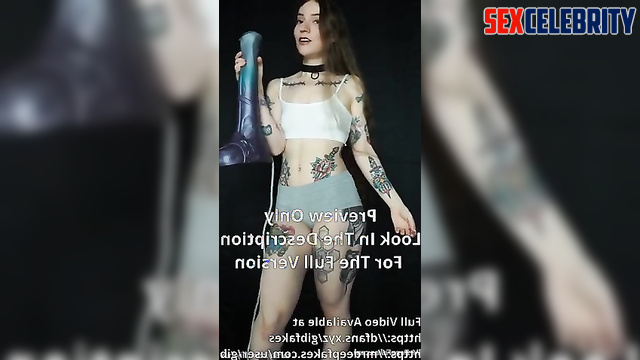 Anya Taylor-Joy fake rides a really huge monster dildo all the way