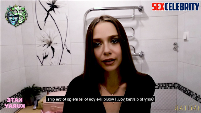 Obedient girl sucking a cock in the toilet / Elizabeth Olsen pov ai scene