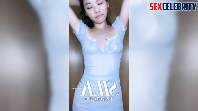 Jennie 제니 BLACKPINK in see-through dress shows her boobs deepfake 딥페이크