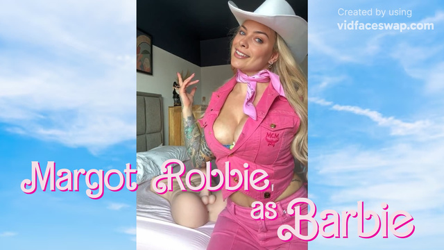 Deepfake Margot Robbie as Tattooed Barbie, Rides Ken Sex Doll