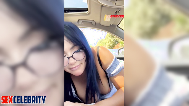 AI Penelope Menchaca giving a blowjob in the car