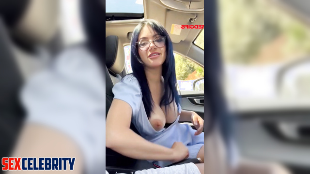 AI Penelope Menchaca giving a blowjob in the car