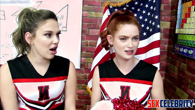 Cheerleaders fucking with the trainer, ai Millie Bobby Brown & Sadie Sink