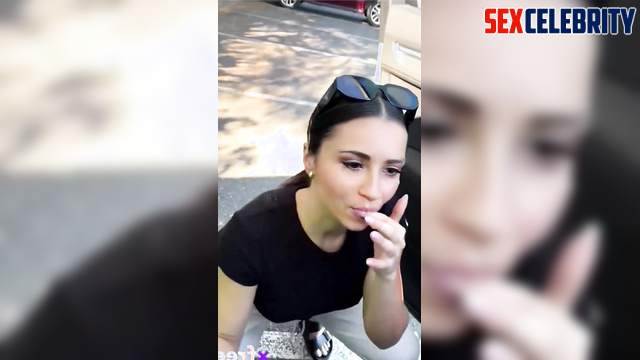 AI Jackie Guerrido jerking off a cock in the parking lot