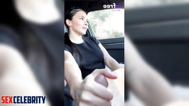 AI Jackie Guerrido jerking off a cock in the parking lot